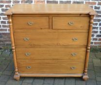 Georgian style chest of drawers with turned columns & swan neck handles