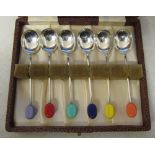 Cased set of silver coffee bean spoons Sheffield 1957 maker Cooper Brothers & Sons total weight 1.