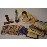 Assorted Michelin road maps, baseball player,