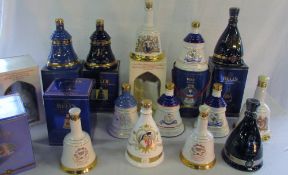 16 Bells whisky commemorative decanters (all full/sealed) inc Diamond & Golden Jubilee,