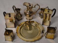 Various Art Deco silver plate including teapot/coffee pot etc