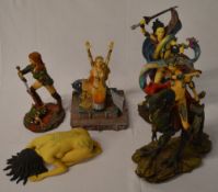 5 fantasy style figures including female warriors