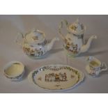 Royal Doulton Brambly Hedge tea service comprising of tea pot, coffee pot, sugar bowl,