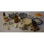 Various ceramics including 'A Present from Skegness' teapot, coronation ware,