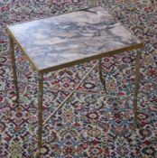 Small brass occasional table with a marble top (one corner broken)