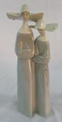 Lladro figurine of 2 nuns H 33 cm