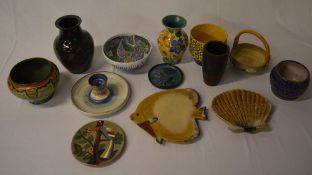 Various studio pottery