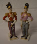 Pair of porcelain military figures (af)