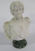 Carved bust of Nelson signed 'Fredericks' H 30 cm