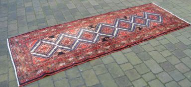 Persian full pile mashwani runner with a medallion design