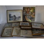 Various prints including nature and cityscapes