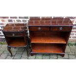 Small bow fronted cabinet on cabriole legs & a Regency style bookcase