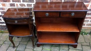 Small bow fronted cabinet on cabriole legs & a Regency style bookcase