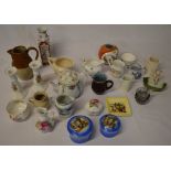 Various ceramics including pair of candlesticks, small jugs,