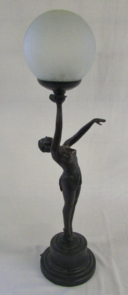 Bronze effect Art Deco style lamp H 67 cm