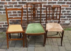 3 Edwardian inlaid bedroom chairs