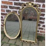 Gilt framed mirror & an oval mirror