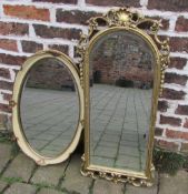 Gilt framed mirror & an oval mirror