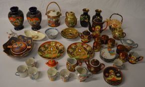 Various Oriental style ceramics including Satsuma