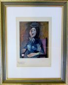 Picasso print stamped Magdalene Street Gallery Cambridge 48 cm x 60.