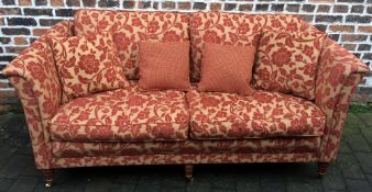 Superior quality Greensmith's front sprung 3 seater sofa on turned legs with 4 cushions