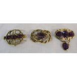 3 pinchbeck brooches