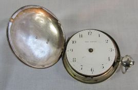 Silver full hunter pocket watch case London 1815 maker JM weight 2.