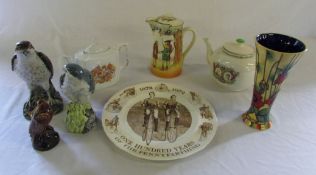 Various ceramics inc Beswick whisky bird decanters (empty) - Osprey, Merlin & Eagle,