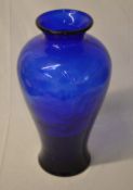 Large blue glass vase