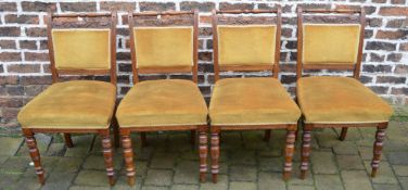 4 overstuffed Victorian oak dining chairs