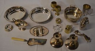 Various silver plate including candlesticks,