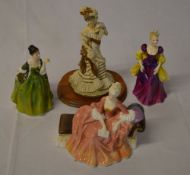 3 Royal Doulton figures and a Leonardo figure