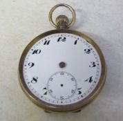 9ct gold pocket watch (a/f) (lacks glass and hands) Birmingham 1924 maker E.W.C. Co total weight 75.