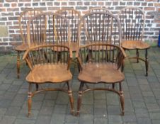 6 Reproduction high back Windsor chairs including 2 carvers