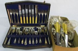 Canteen of cutlery and assorted stainless steel/silver plate cutlery