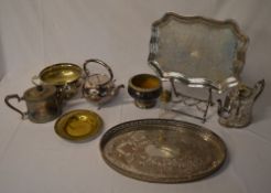 Various silver plate including trays and teapots