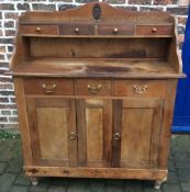 Pine & mixed wood dresser on turned legs W122cm by H140cm