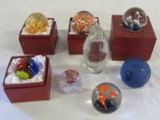 Various glass paperweights (some boxed)