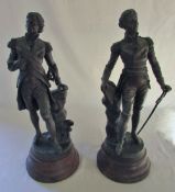 Pair of spelter figures 'Wellington' and 'Nelson' after S Kinsburger H 45 cm