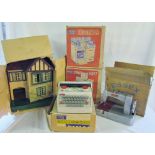5 vintage toys - Mettoy Playthings 'Cooker' and 'Sink Unit', Petite typewriter,