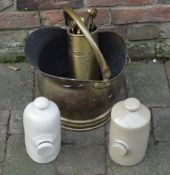 Brass including coal scuttle and 2 hot water bottles