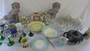 Selection of ceramics and glassware inc dressing table sets, Clarice Cliff (a/f),