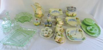 Various cottage pattern ceramics inc 'Dorset' Burslem and 'Cottage Range' inc cake stand and