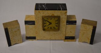 French Art Deco clock garniture (af)