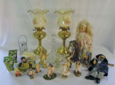 Various ceramics inc Schmid, pair of oil lamps,