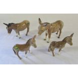 4 Beswick donkeys