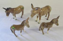 4 Beswick donkeys