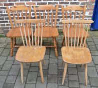2 Ercol style chairs and 3 other chairs
