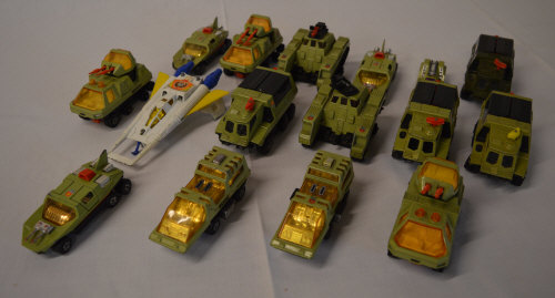 Matchbox BattleKings and Adventure 2000 models and a Corgi Buck Rodgers starfighter