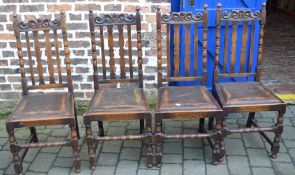 4 dark oak drop seat dining chairs